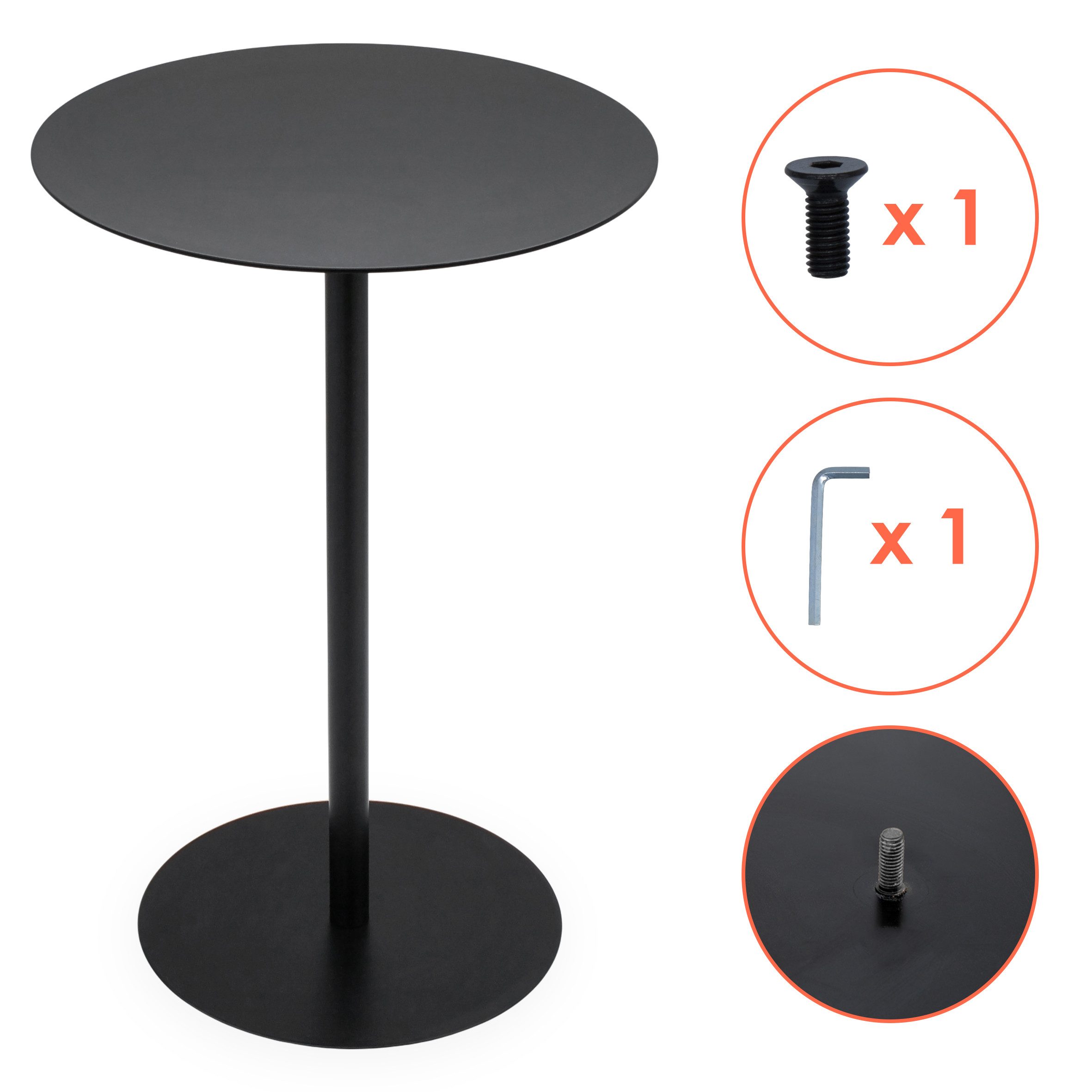 Spetebo Beistelltisch aus Metall - 35 cm (Anzahl, 1-St., Stück), mit stabilem großen Standfuß