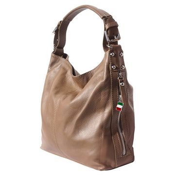 FLORENCE Beuteltasche Florence Damen Beuteltasche braun (Beuteltasche), Damen Leder Beuteltasche, Shopper, taupe, hellbraun ca. 35cm