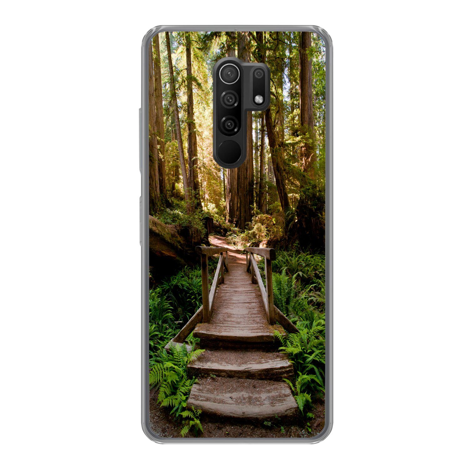 MuchoWow Handyhülle für Xiaomi Redmi 9 Dschungel - Natur - Treppe - Bäume, Phone Case, Silikon, Schutzhülle Dünn