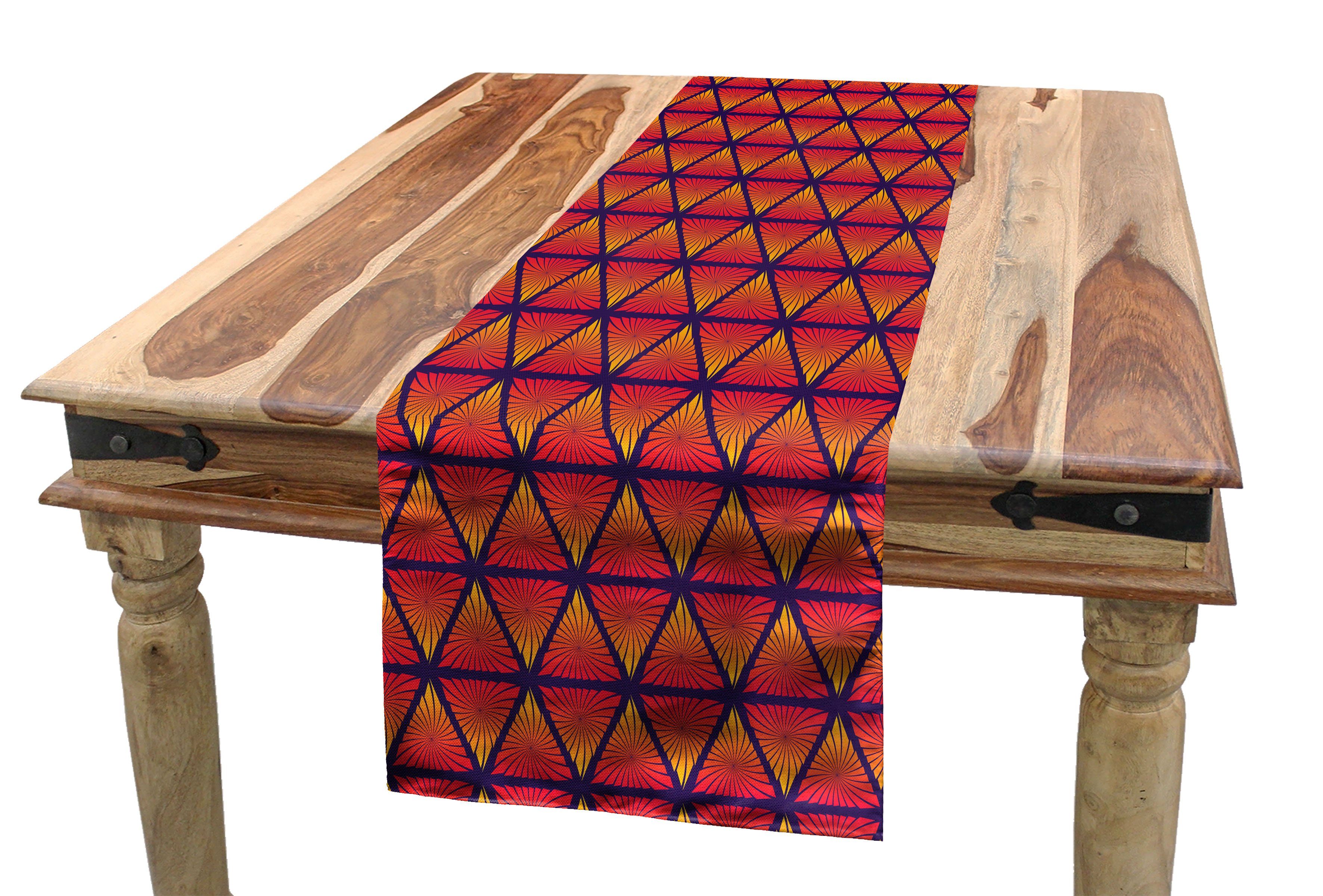 Abakuhaus Tischläufer Esszimmer Küche Rechteckiger Dekorativer Tischläufer, Geometrisch Sommer Spiral Triangles