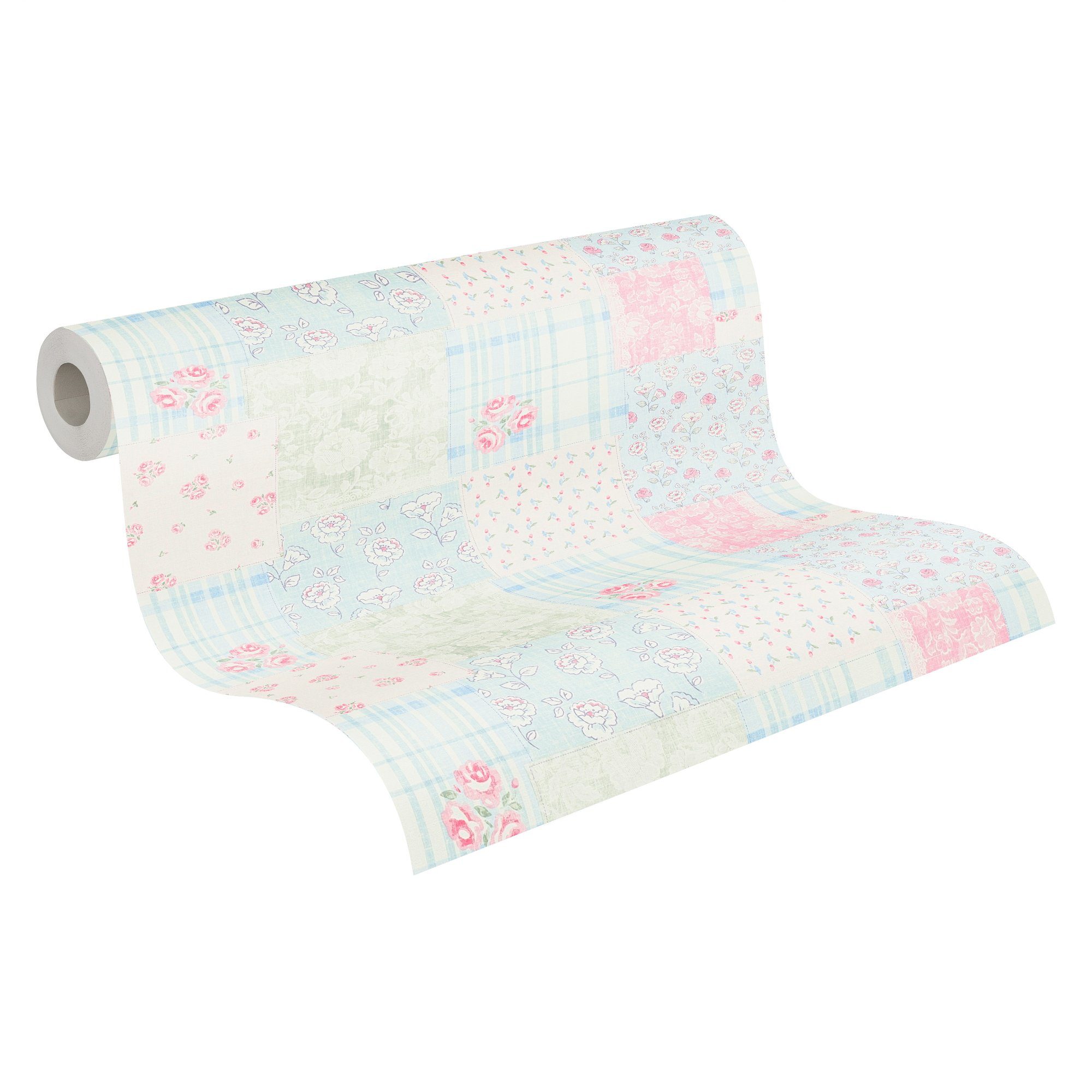 Bricoflor Vliestapete im Vintage Shabby Chic Romantische Patchwork Tapete P günstig online kaufen