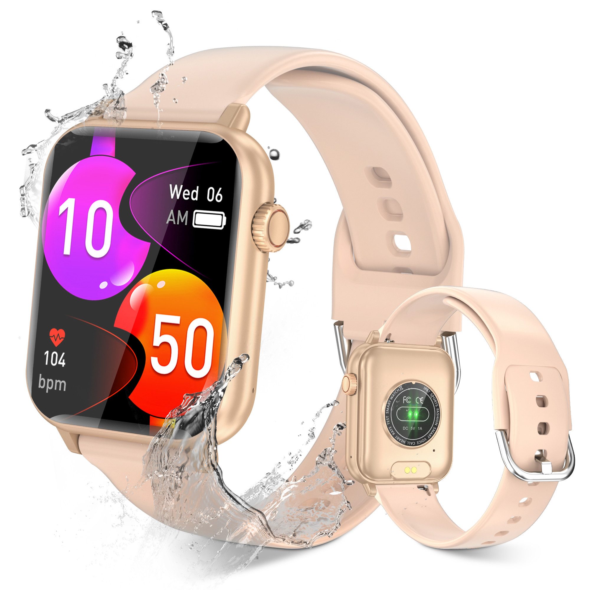 Smartwatch Damen Herren, Fitness Tracker Uhr mit Anruffunktion Smartwatch