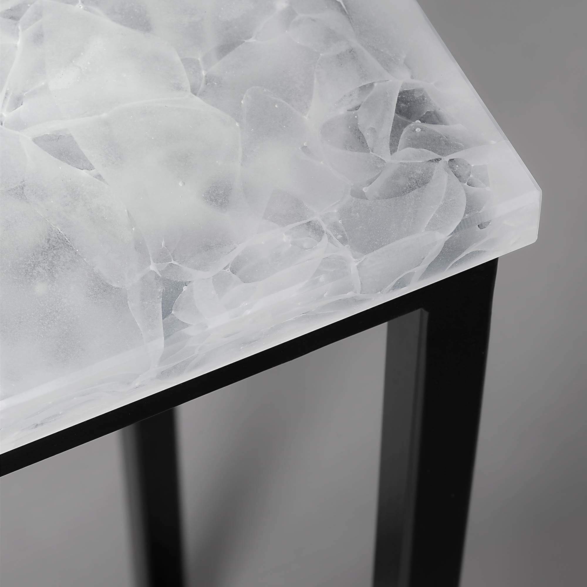 STOCKHOLM GLASKERAMIK, Nugget Laptoptisch mit eckig, Atelier Ice Laptoptisch Metallgestell, schwarz MAGNA 40x30x68cm