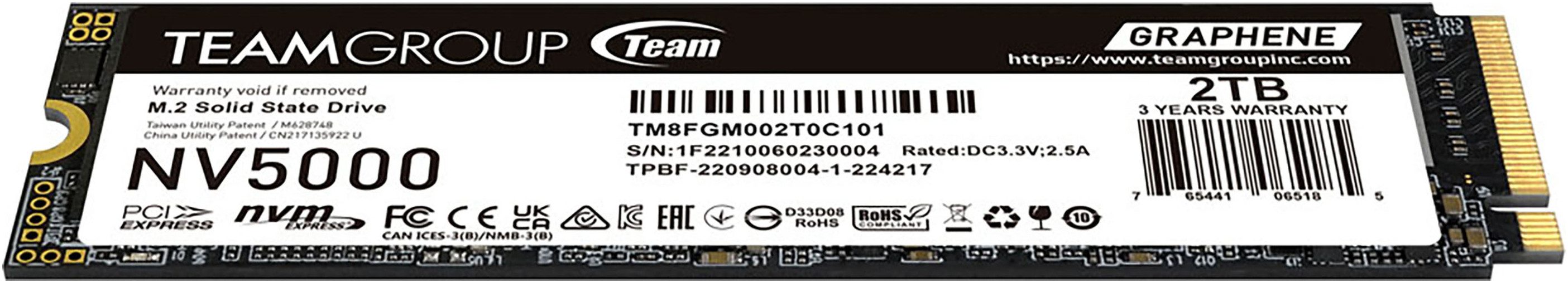 Teamgroup NV5000 interne SSD (2 TB) 5000 MB/S Lesegeschwindigkeit, 3000 MB/S Schreibgeschwindigkeit