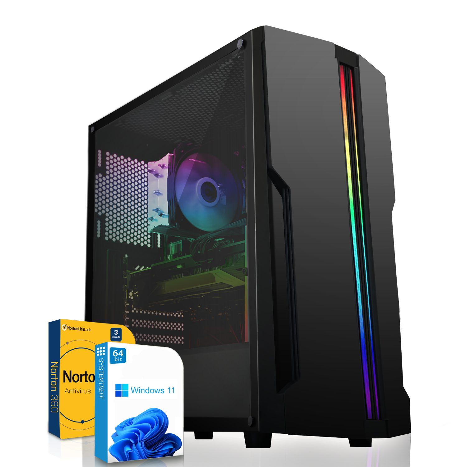 SYSTEMTREFF Basic Gaming-PC (Intel Core i5 12400F, GeForce GTX 1650, 16 GB RAM, 512 GB SSD, Luftkühlung, Windows 11, WLAN)