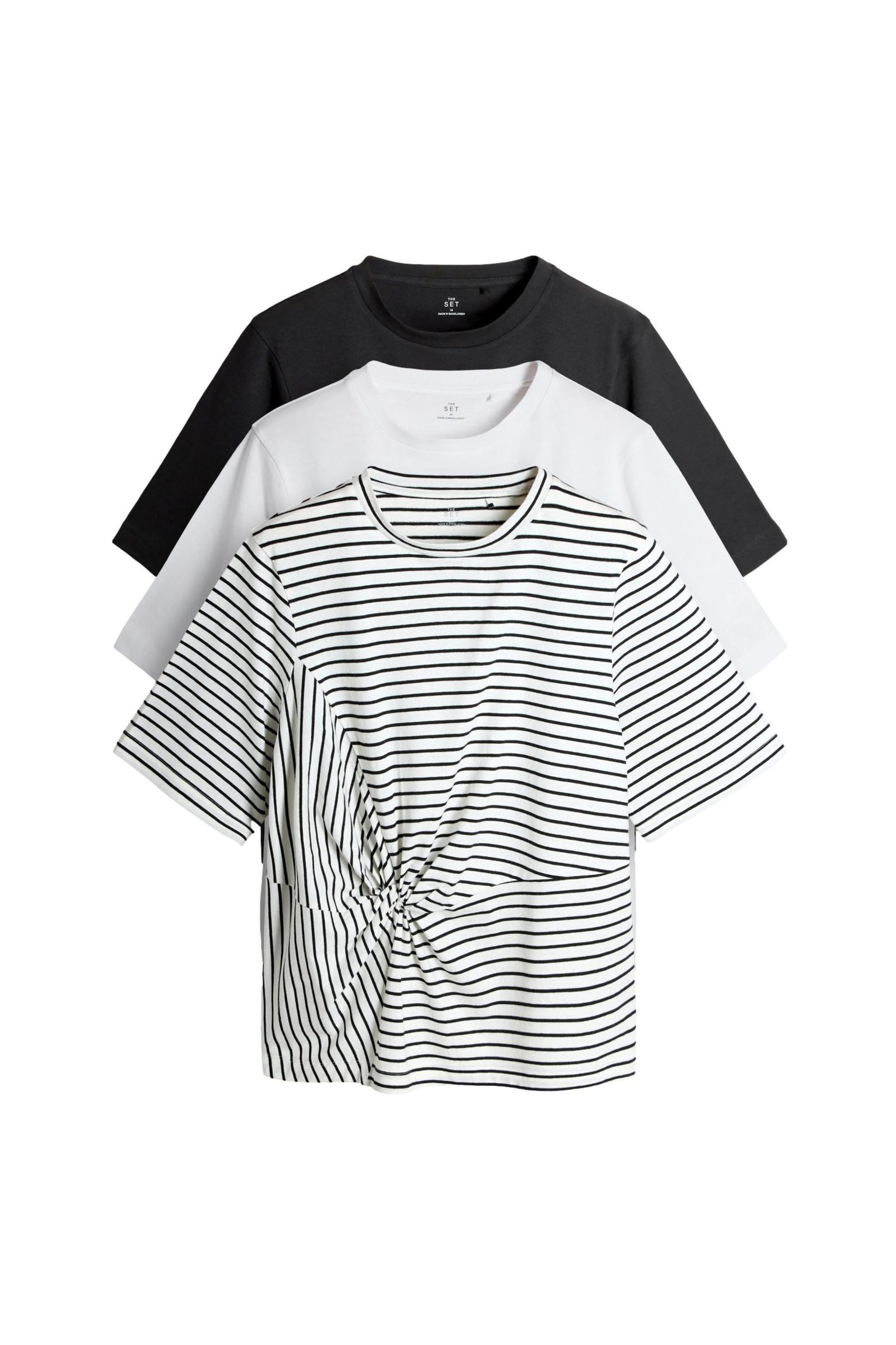 The Set T-Shirt The Set T-Shirts mit Knotendetail, 3er-Pack (3-tlg)
