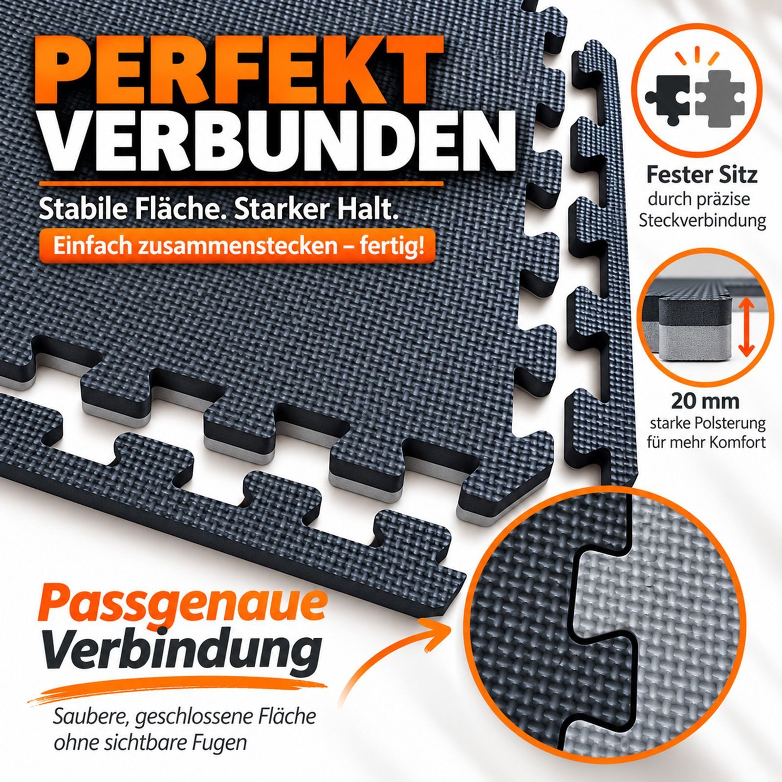 BURI Bodenschutzmatte Bodenschutzmatten 2cm Wendematte 18er Set Puzzlematten 31x12cm Fitness, 18-St. – Bild 2 von 5
