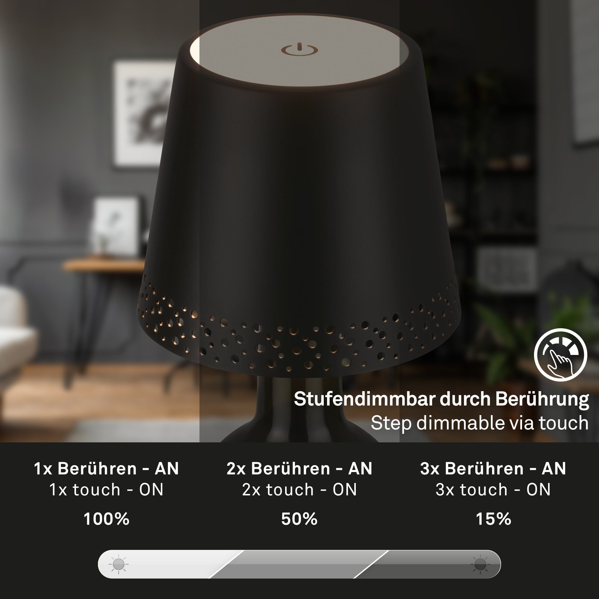 fest LED Tischleuchte verbaut, Leuchten Warmweiß 7485015, Briloner