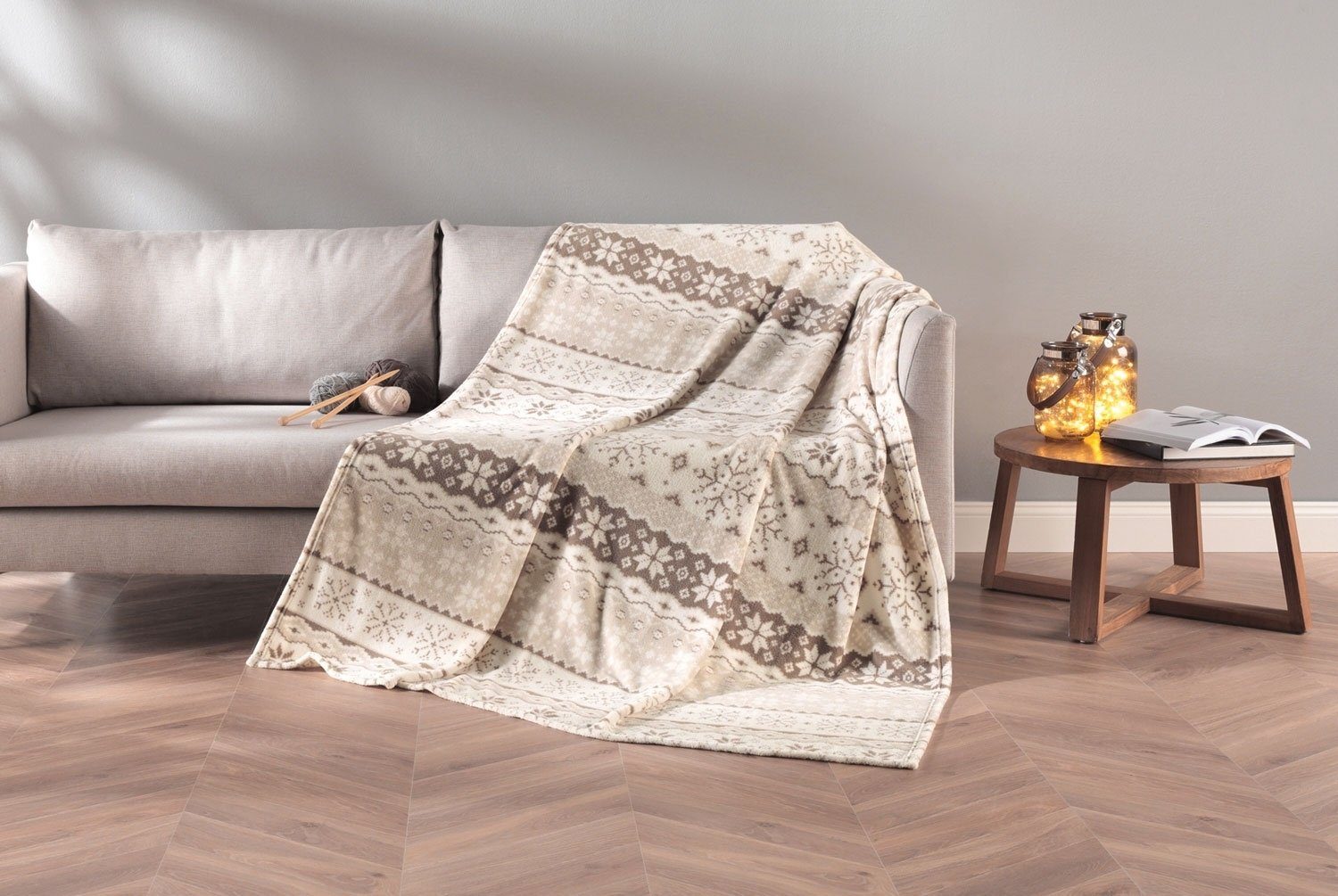 Wohndecke NORDIC, Wohndecke, Taupe, Creme, 150 günstig online kaufen