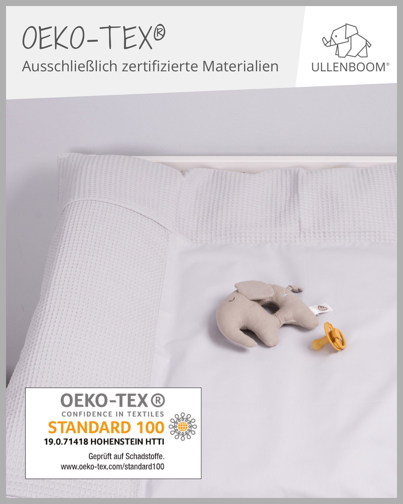 in 75x85 cm, mit (Made Hotelverschluss, ULLENBOOM ® Grau, 100% Wickelauflagenbezug Baumwolle Bezug EU), Wickelauflagenbezug
