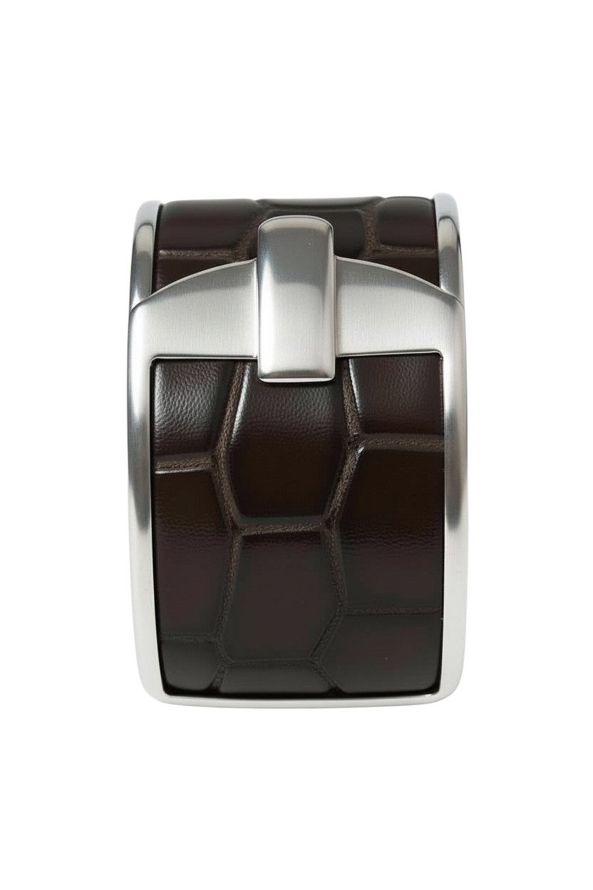 Silberring Männer Leder Gürtel Design Ring Sterlingsilber 925 rhodiniert R100055