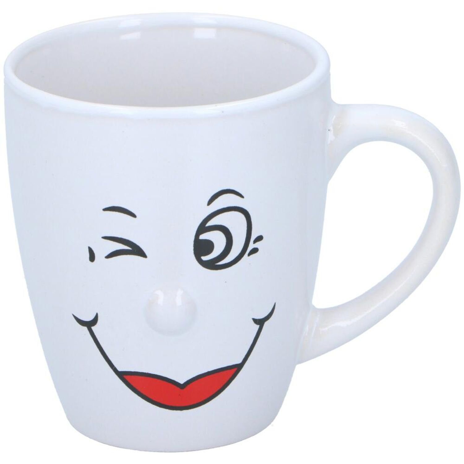 EDCO Tasse 24 Stück Kaffeebecher Smile 150ml Teetassen lustig Gesicht verschieden, Keramik