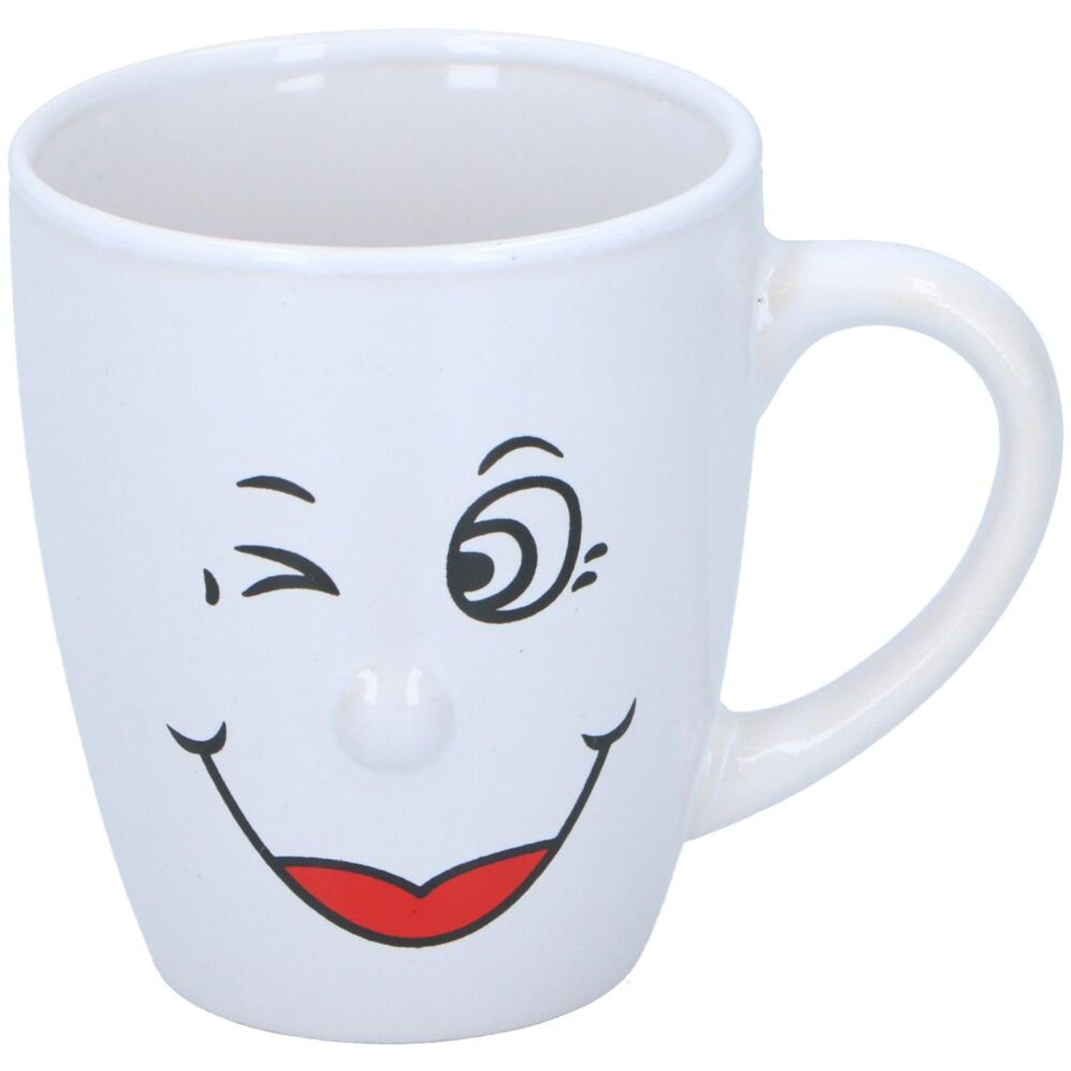 EDCO Tasse 24 Stück Kaffeebecher Smile 150ml Teetassen lustig Gesicht, Keramik