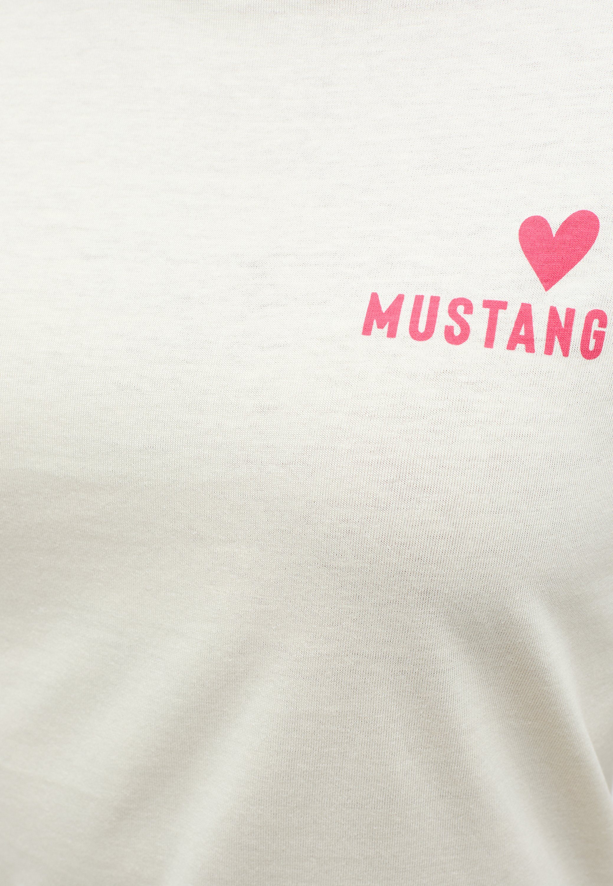 MUSTANG Kurzarmshirt T-Shirt T-Shirt offwhite Mustang