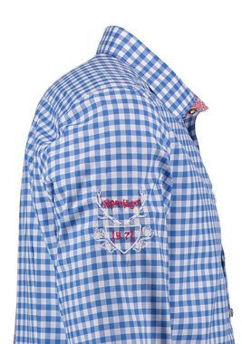 OS-Trachten Trachtenhemd Ogonax Herren Langarmhemd mit Hirsch-Stickerei an der Brusttasche