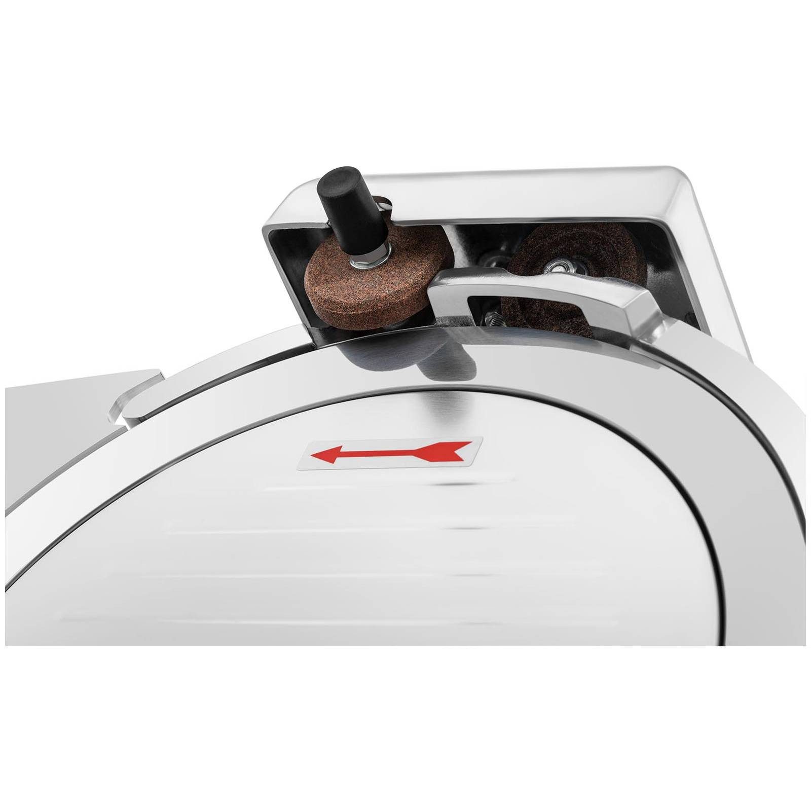 Royal Catering Allesschneider Aufschnittmaschine Edelstahl Ø 250 mm Schrägschneider 480 U/min Gastro, 150 W