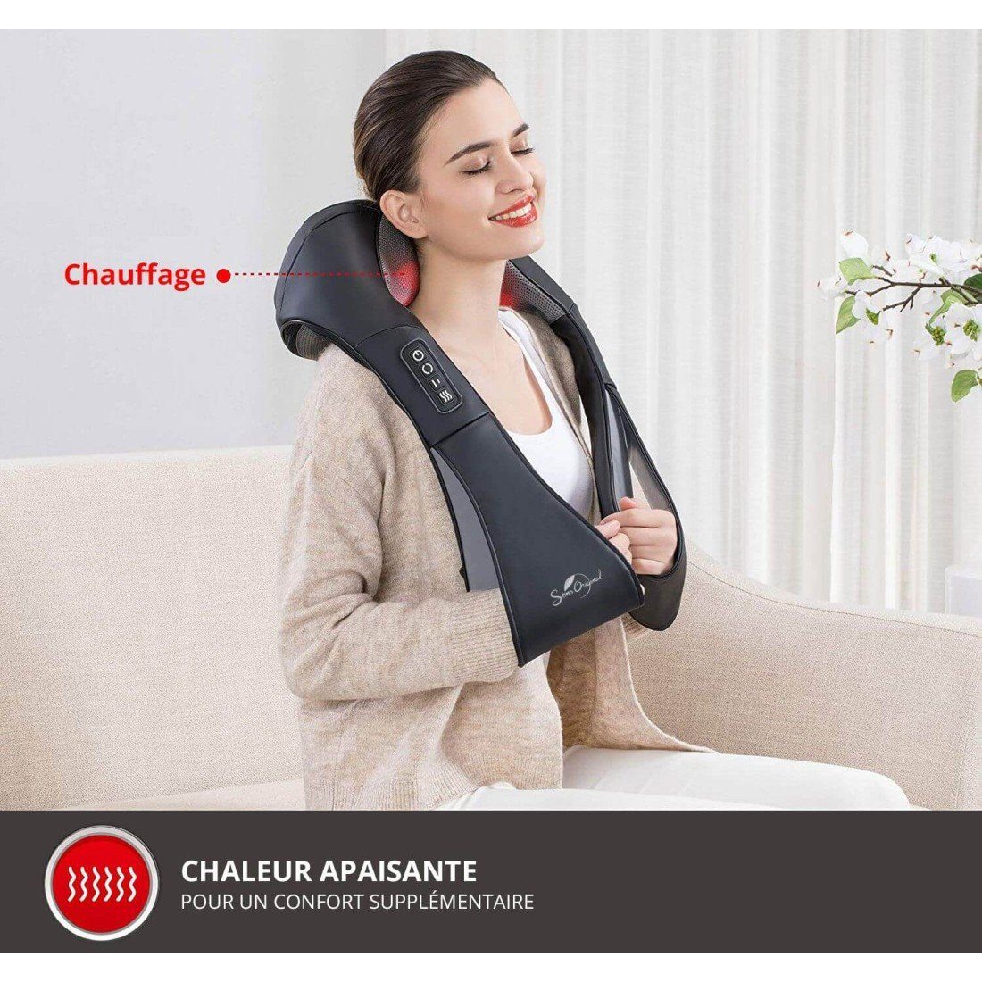 SENS ORIGINAL Shiatsu-Massagegerät Beheiztes Nacken Schulter Hals Massagegerät tiefes Muskelkneten, 1-tlg.