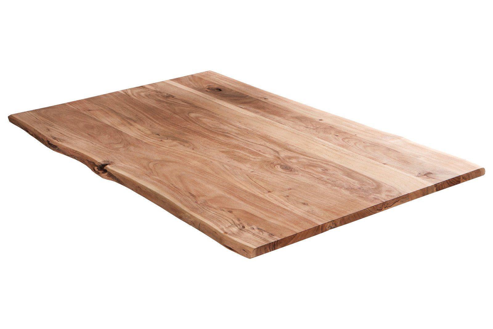 Junado® Tischplatte Noah, Akazie Massivholz Baumkante nussbaumfarben 26mm natürliche