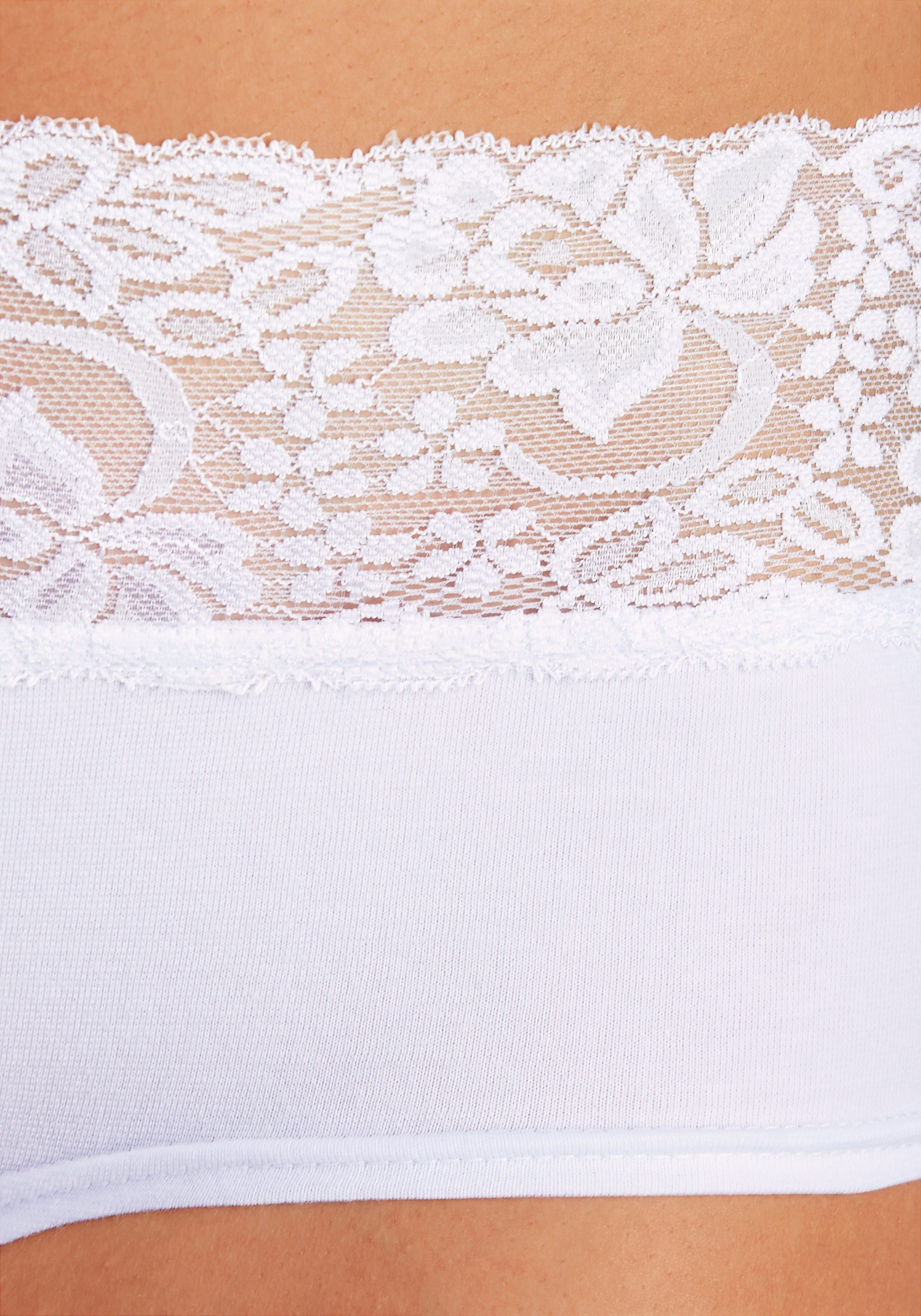 Vivance Panty (Packung, weiß 3-St) elastischer aus mit Spitze Baumwolle floraler