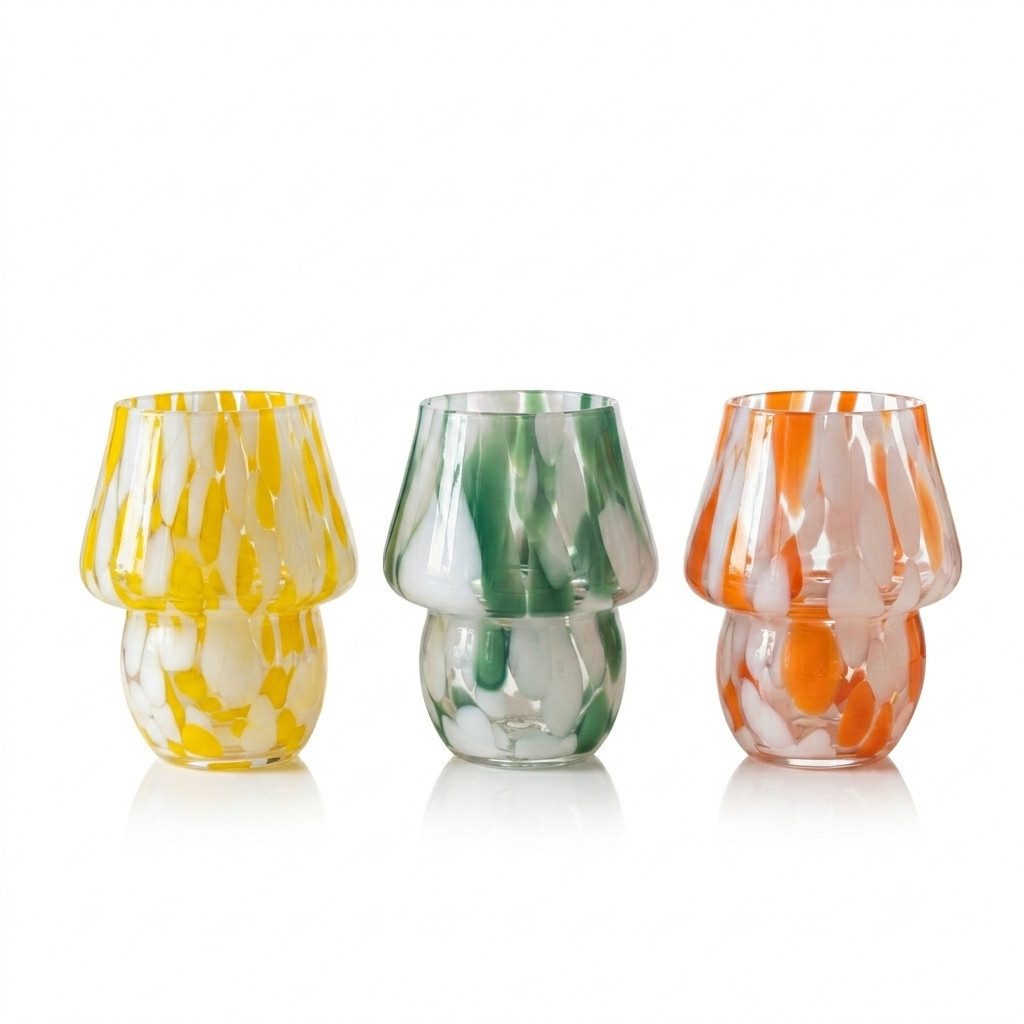 Home-trends24.de Windlicht Kerzenhalter Teelicht Glas Väschen 3er-Set Mushroom Design (3 St)