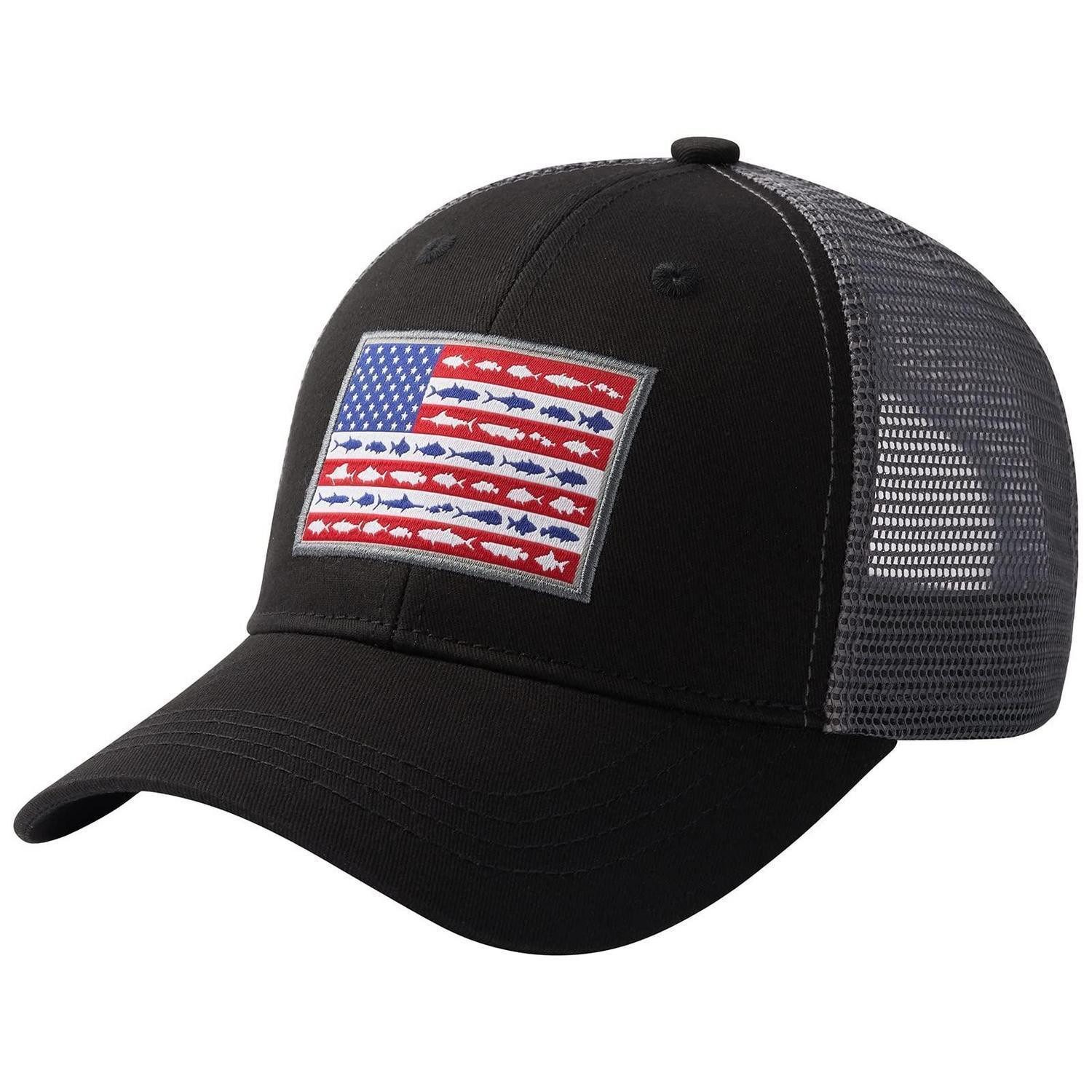 LuxusKollektion Baseball Cap Baseballkappe Angelhut Mesh Rückseite Einheitsgröße Black Fish Flag