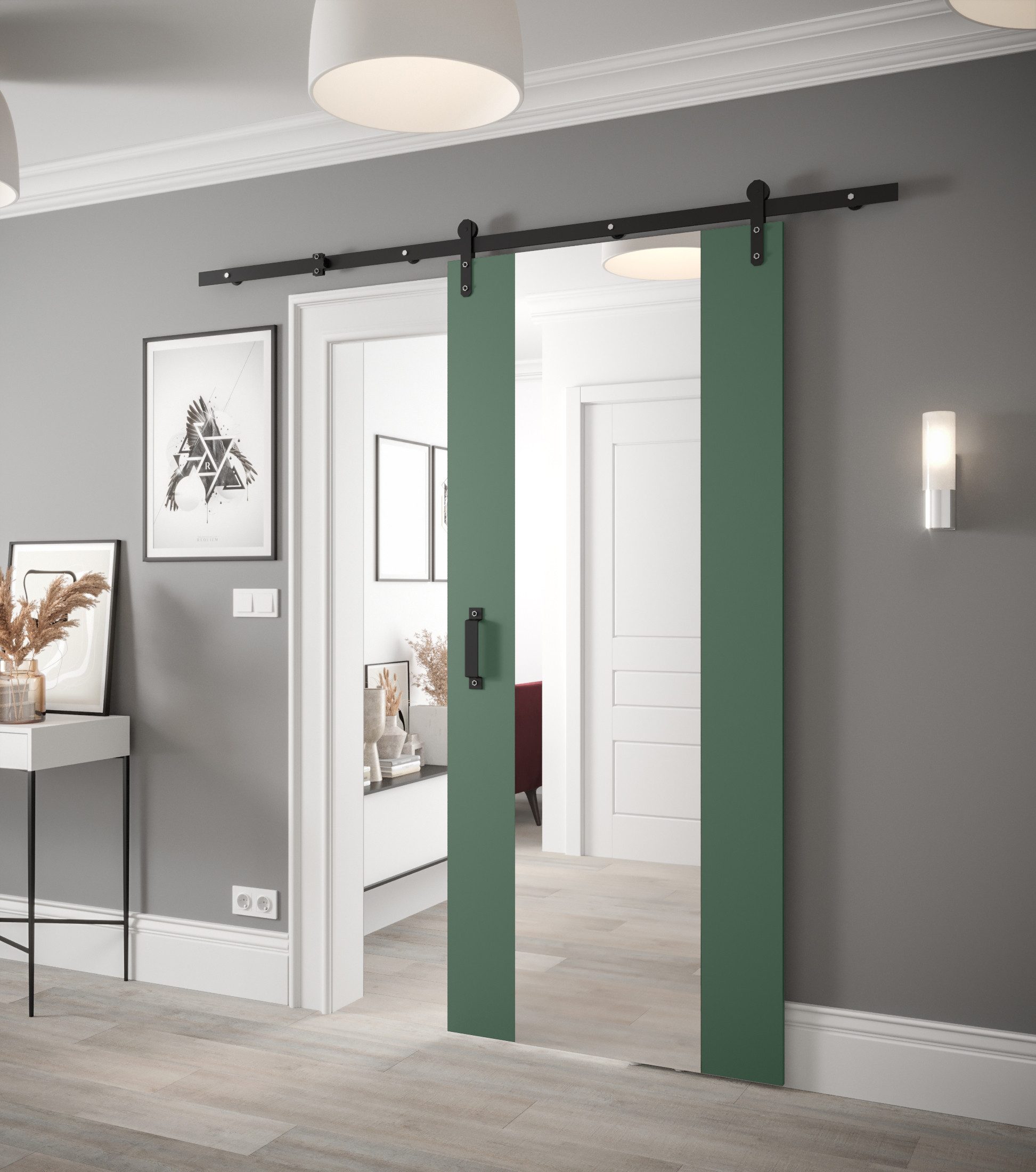 MOEBLO Schiebetür PARKER II (mit/ohne Soft-Close-System, Tür universell Links / Rechts, Schiebetüren Gleittüren Schiebetüre Schiebesysteme Türen auf Schiene Türen mit Schiebemechanismus)