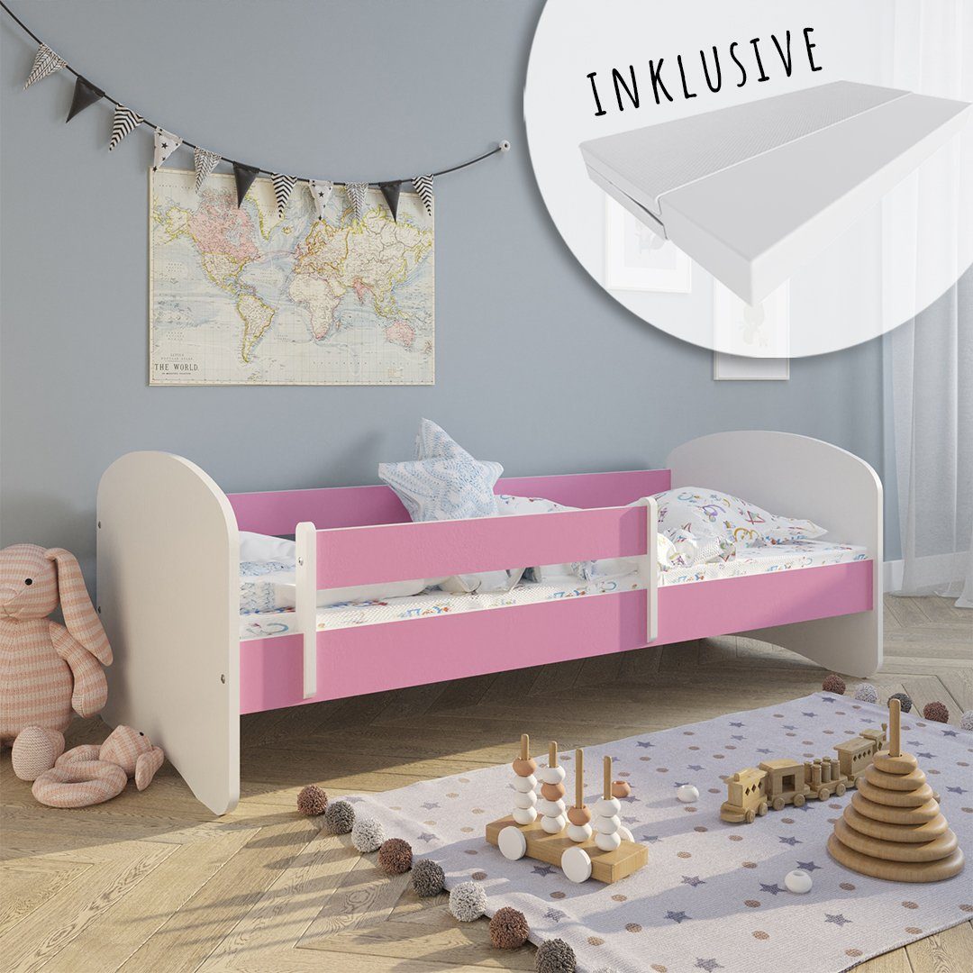 Kids Collective Kinderbett 70x140 80x160 80x180 mit Matratze, Rausfallschutz und Lattenrost