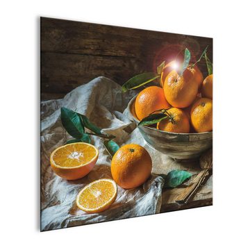artissimo Glasbild Glasbild 30x30cm Bild Küche Küchenbild Esszimmer Obst Gemüse mediteran, Essen und Trinken: Vintage Orangen