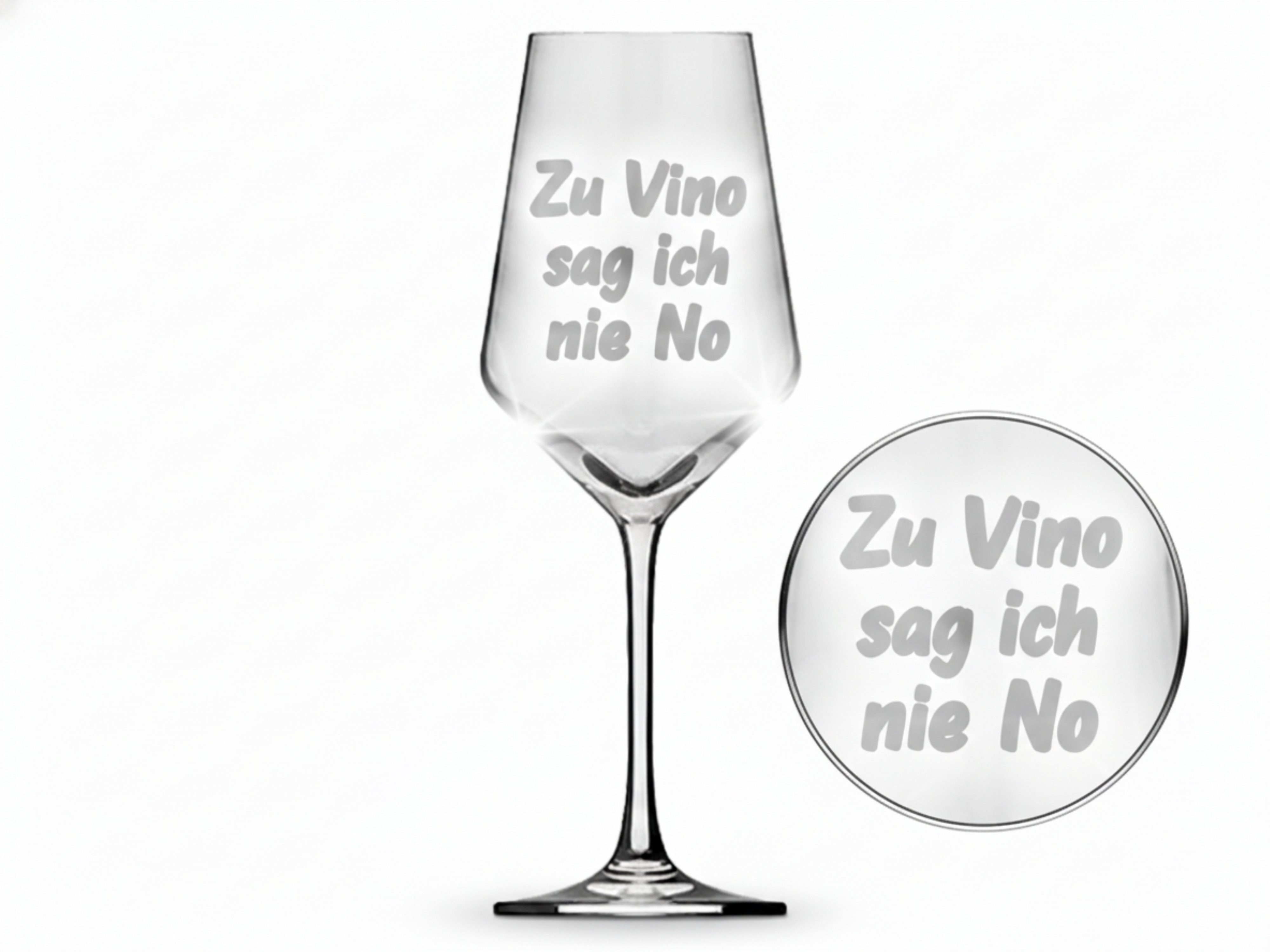 Valhalla Weinglas Weinglas Gravur: Zu Vino sag ich nie No 350ml, 1-tlg., Glas, Atemberaubende Darstellung