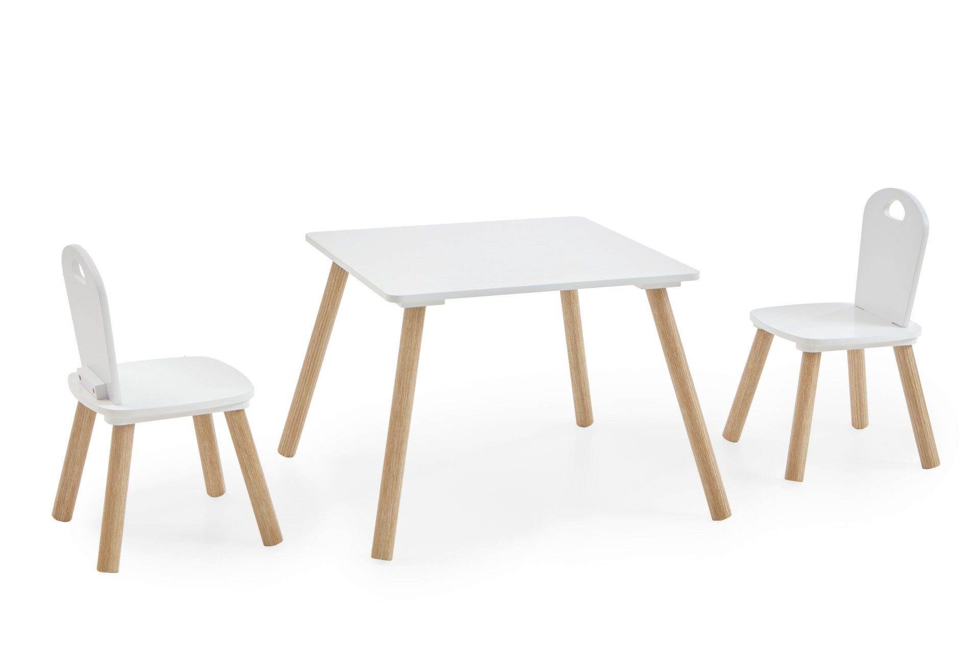 furnling Kindertisch Littleo (3-St., 1 Tisch, 2 Stühle), ideal zum Spielen für Kinder, weiß/Pinie