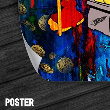 ArtMind XXL-Wandbild Dagobert Bitcoin Scale, Premium Wandbilder als Poster & gerahmte Leinwand in 4 Größen, Wall Art, Bild, Canva