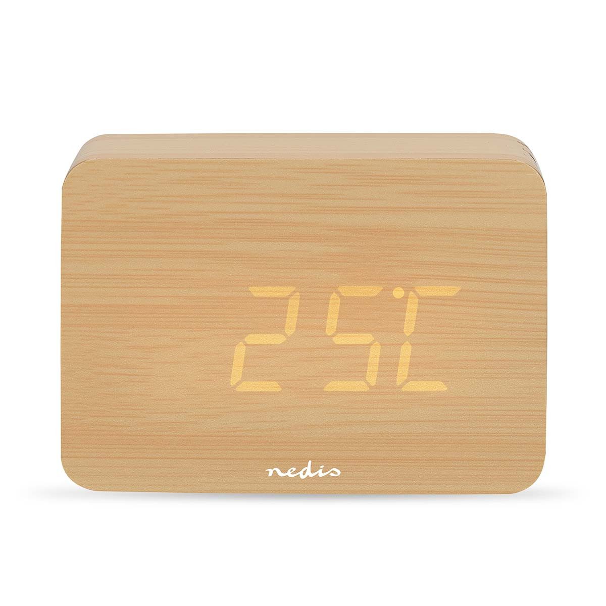 Nedis Wecker CLDK2008BN LED-Anzeige, Snooze-Funktion, Datumsanzeige, Holzdesign
