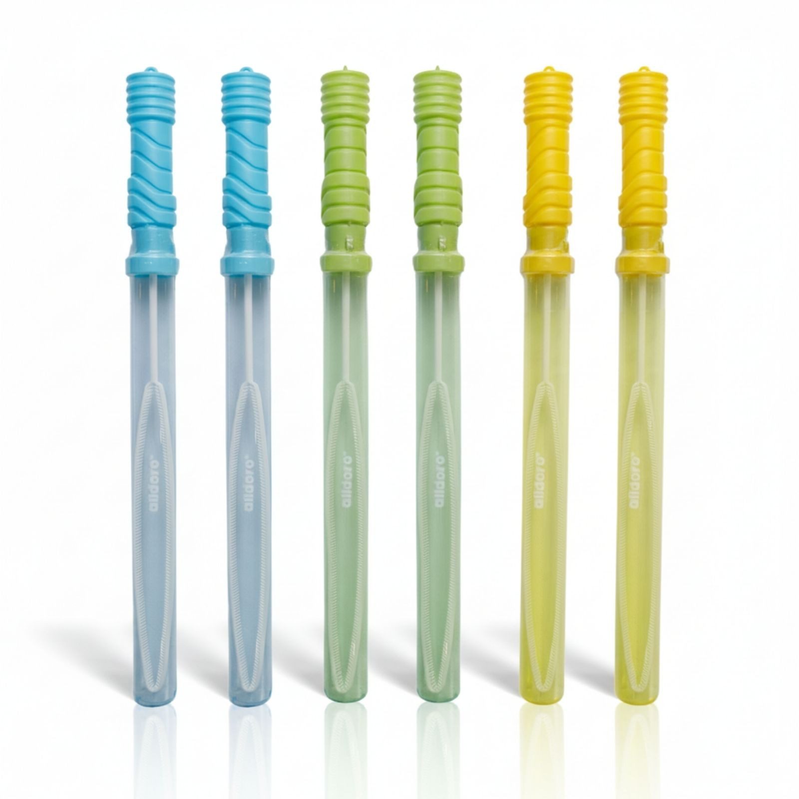 alldoro Seifenblasenstab 6 große Seifenblasen-Schwerter für Kinder, Riesen-Seifenblasen pusten, 6x 120 ml, bunte XXL Pustestäbe für Kindergeburtstag, Hochzeit, Party