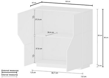 freiraum Kommode Ragusa, in schiefer-ahorn pereira, Holzwerkstoff - 79,2x86x43cm (BxHxT)