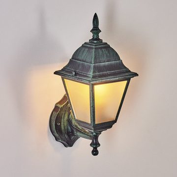 hofstein Außen-Wandleuchte Wandlampe aufwärts in antikem Look aus Metall/Glas in Schwarz, ohne Leuchtmittel, im klassischen Landhaus-Stil, Außenleuchte für Terrasse, E27, IP44