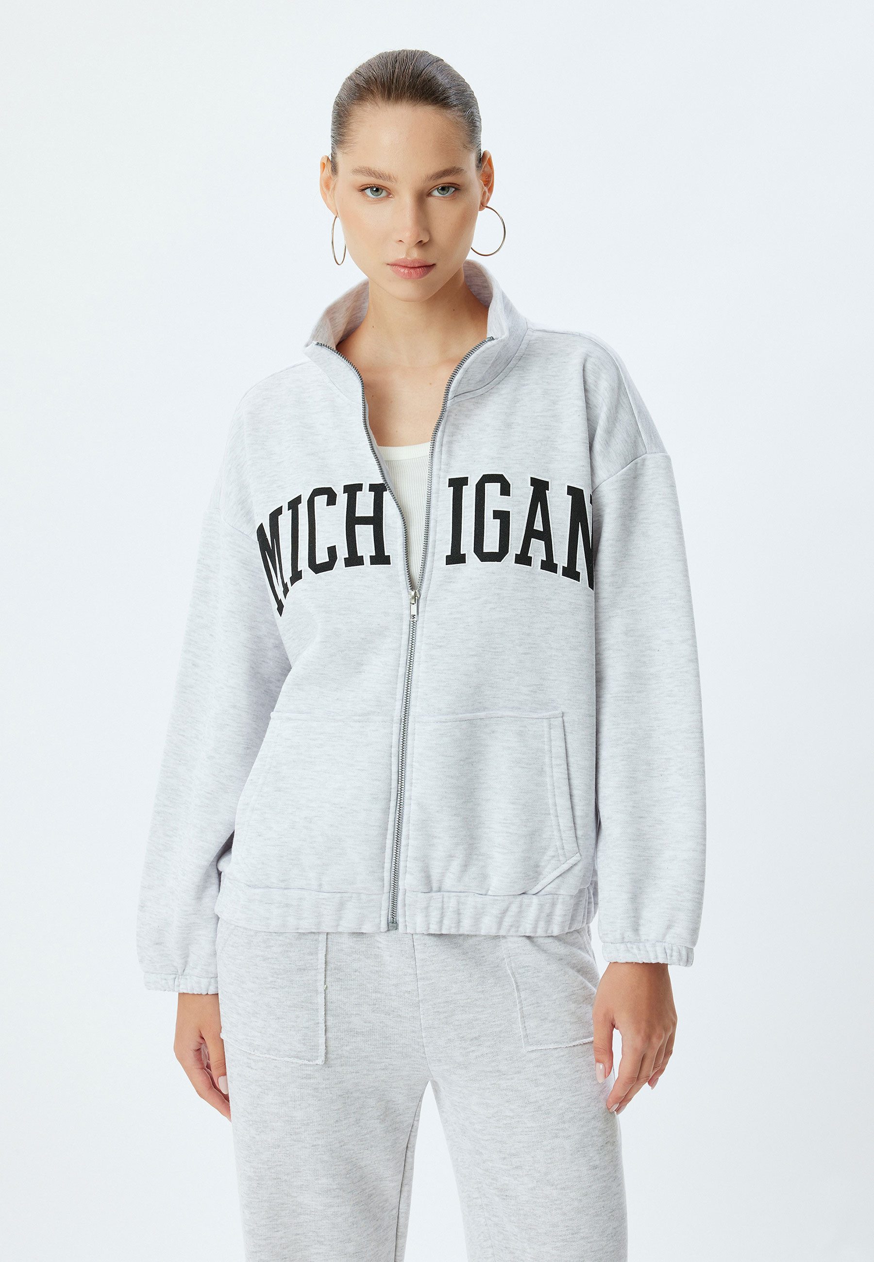 Koton Sweatshirt Vollreißverschluss Mit Aufdruck