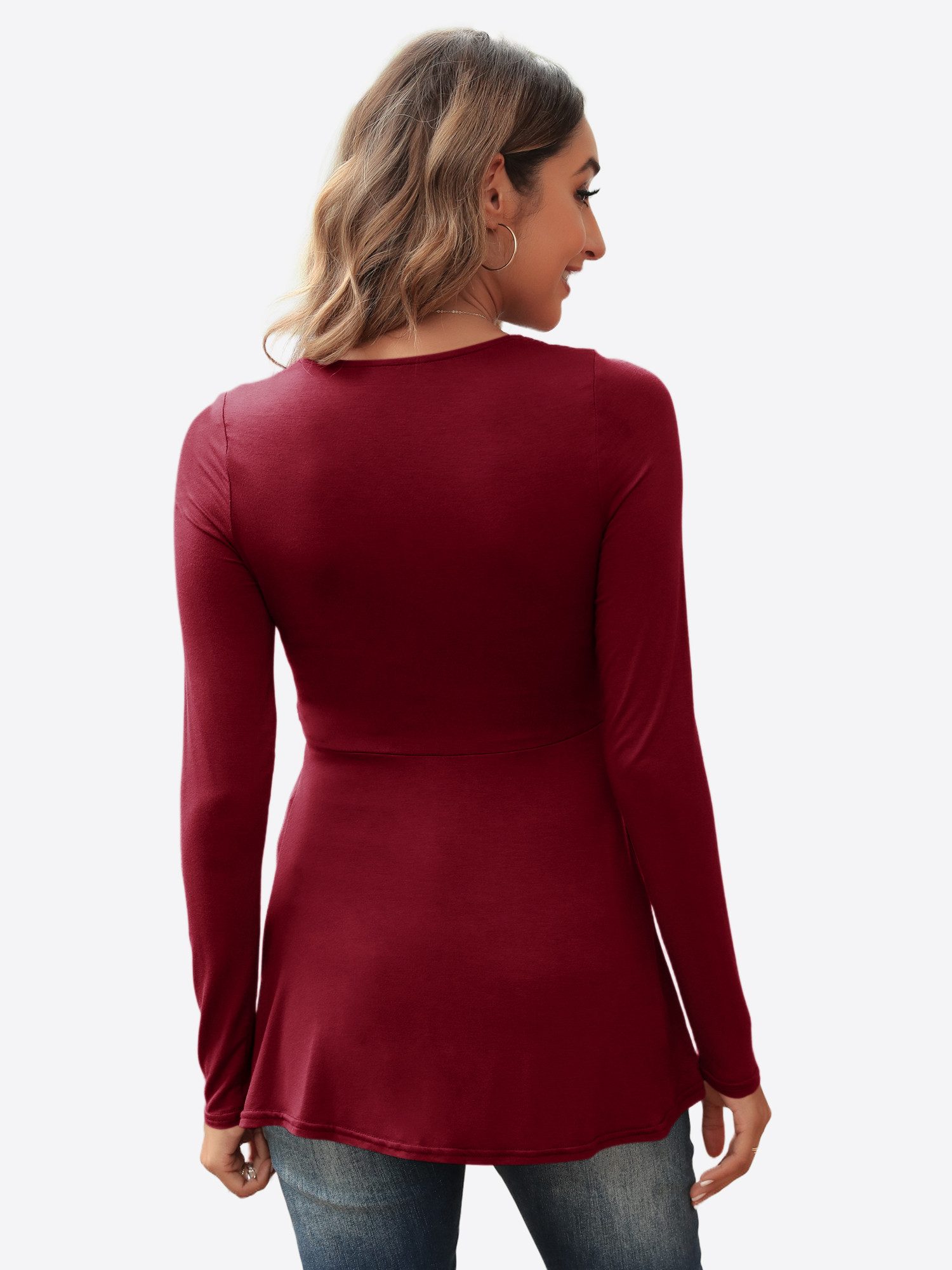 Imily Bela T-Shirt Damen Langarmshirt Tops mit V-Ausschnitt (Packung, 1-tlg günstig online kaufen