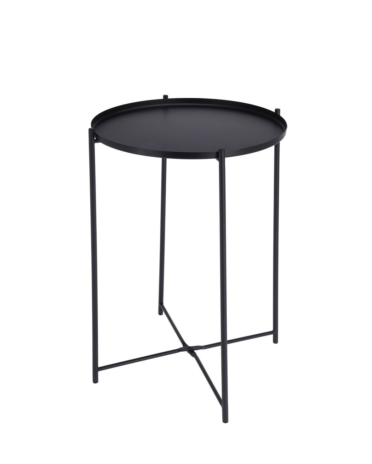 Spetebo Beistelltisch Metall Beistelltisch schwarz klappbar - 47 x 35 cm, Couchtisch mit abnehmbaren Tablett | Ablagetische