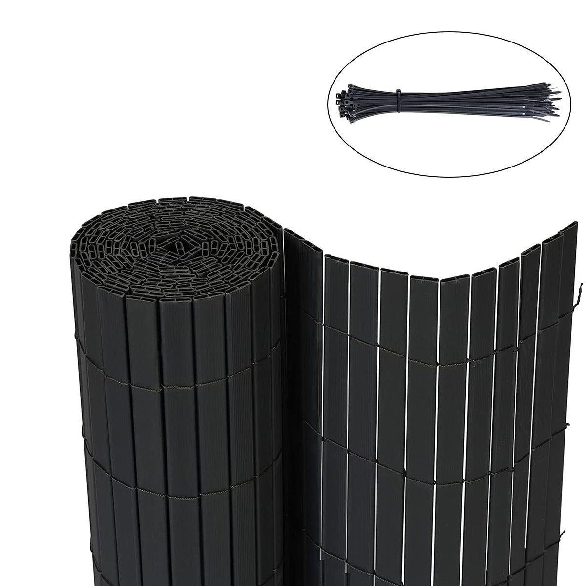 Alion Home Sichtschutzmatte Für Zaun & Balkon | 6x3,6 M, Walnuss-Farbe, HDPE, UV-beständig, Mit Kabelbindern