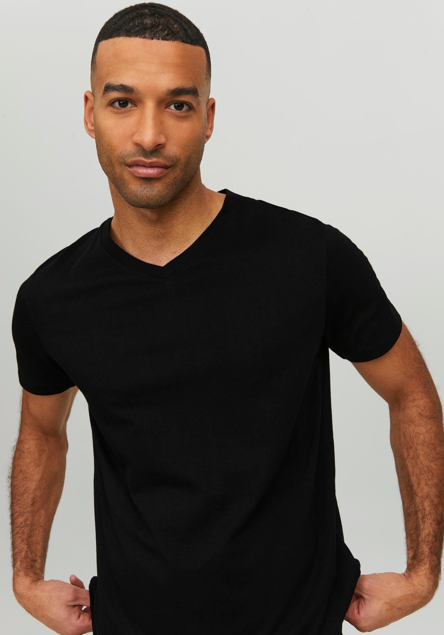 Jack & Jones TEE BASIC black JJEORGANIC V-Shirt