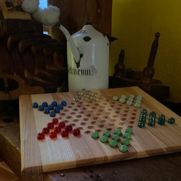 Madera Spielzeuge Spielesammlung, strategiespiel Halma xxl Eschenholz 2-6, 6-Personen-Variante 60 Spielsteinen.
