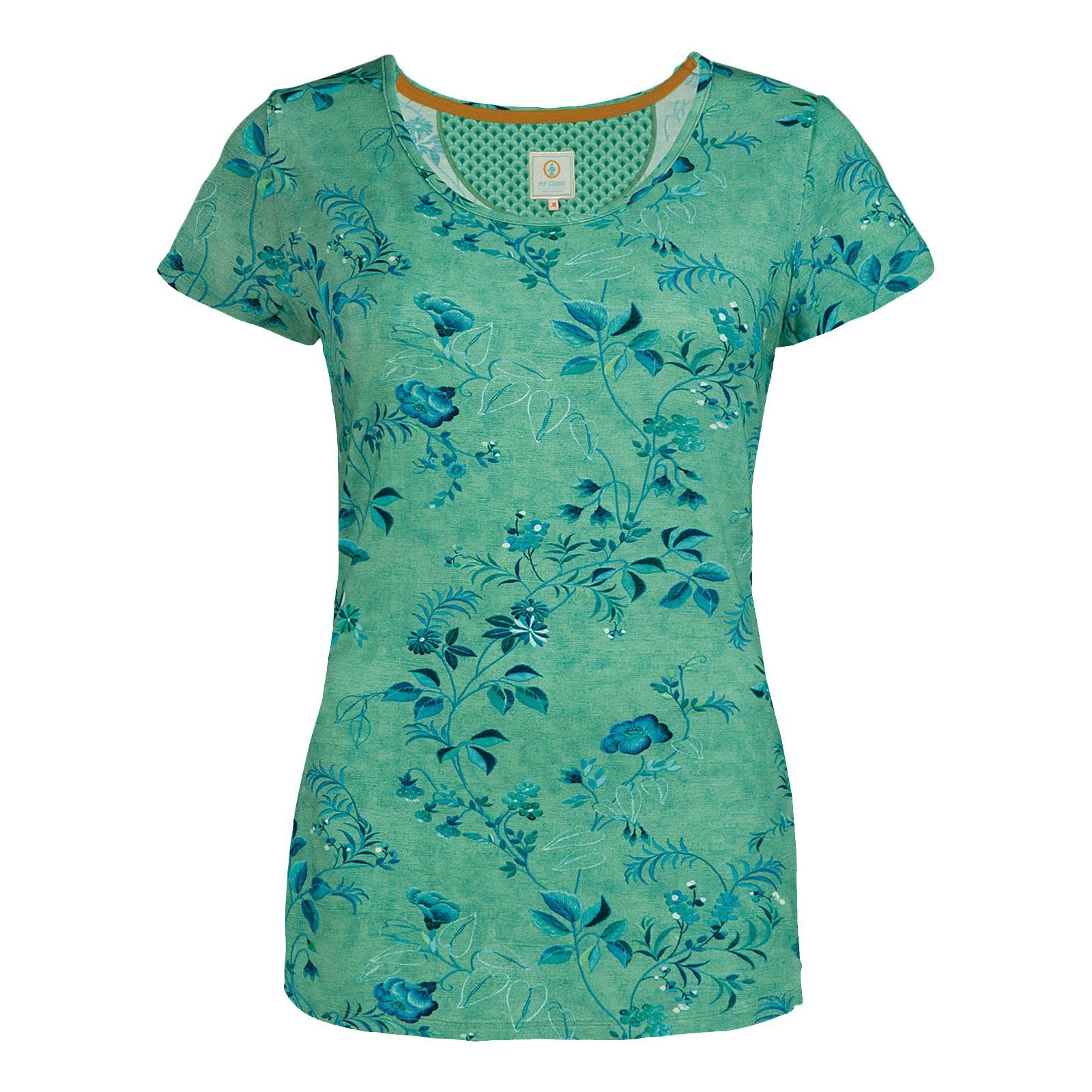 PiP Studio T-Shirt Tilly Short Sleeve Tokyo Blossom aus geschmeidiger Viskosemischung tokyo blossom green