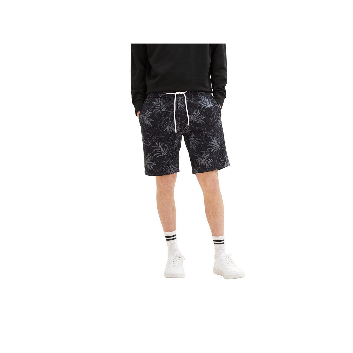 TOM TAILOR Denim TOM TAILOR Cargoshorts schwarz regular (1-tlg., keine Angabe) black tonal leaf lines print