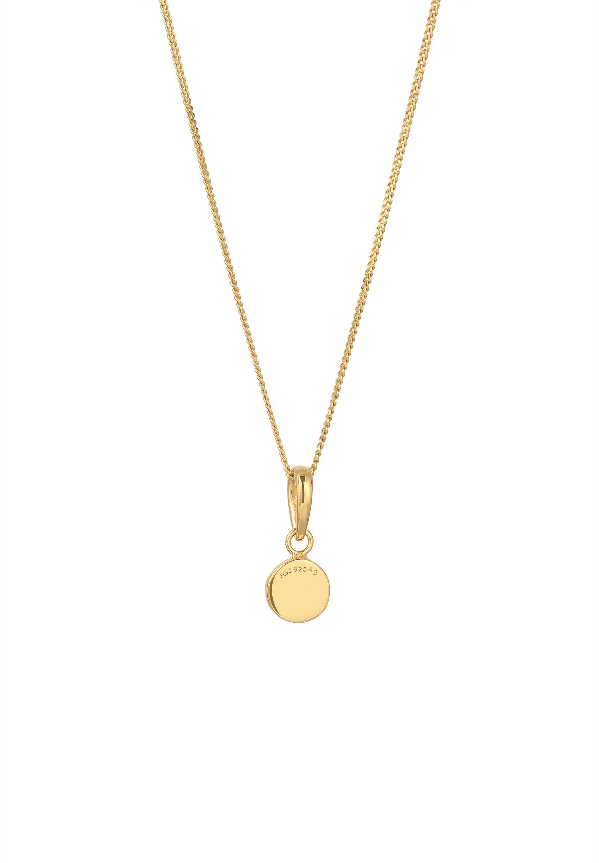Elli Kette mit Anhänger Solitär Sonnenstein Orange 925 Sterling Silber vergoldet