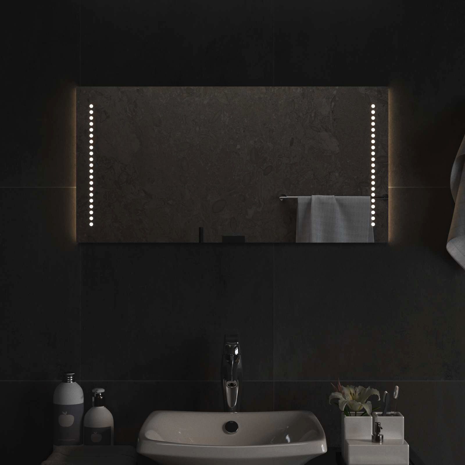 vidaXL Spiegel LED-Badezimmerspiegel Transparent 80 x 40 cm Gehärtetes Glas (1-St)