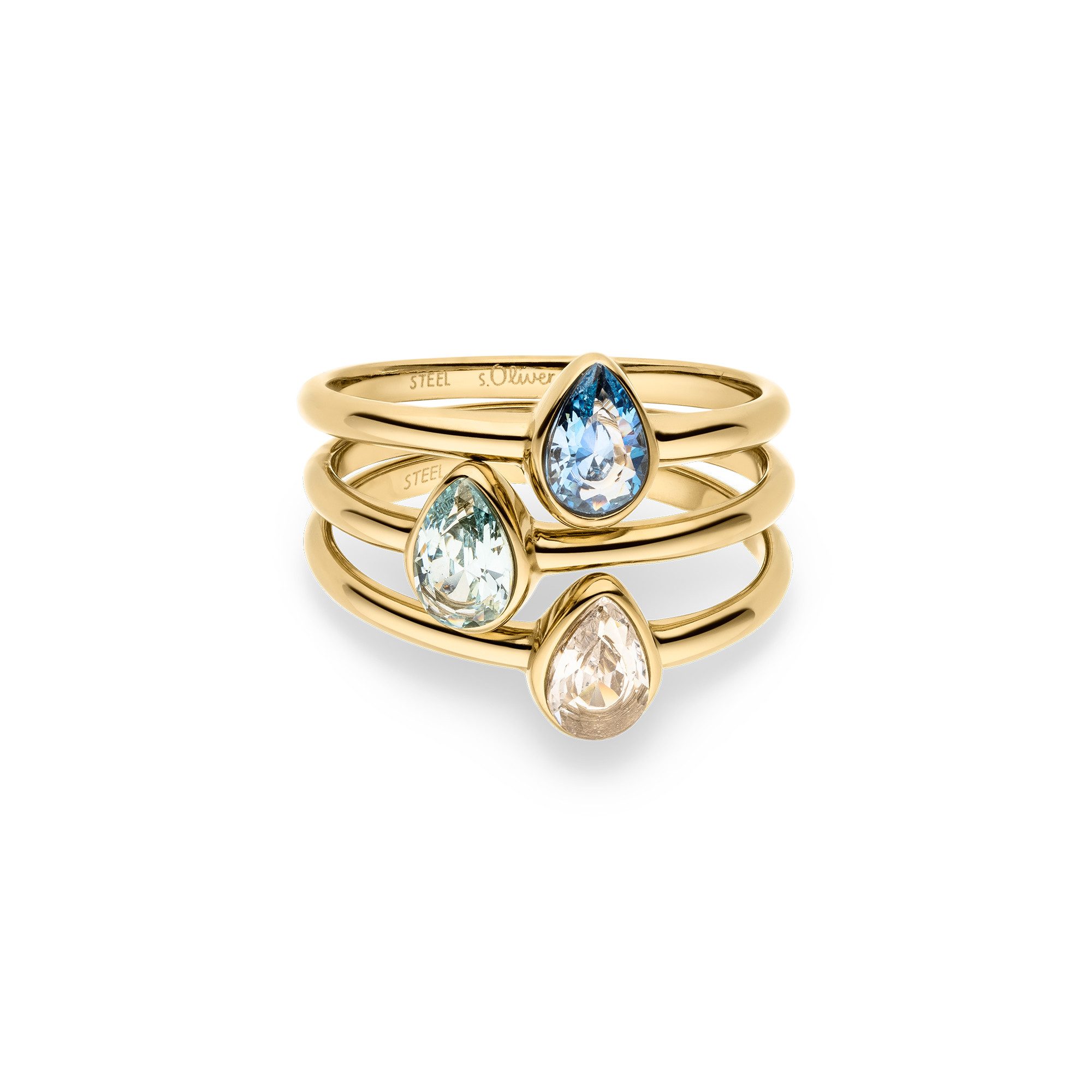 s.Oliver Ring-Set Elegant Stones (Set, 3-tlg), mit Zirkonia (synth)