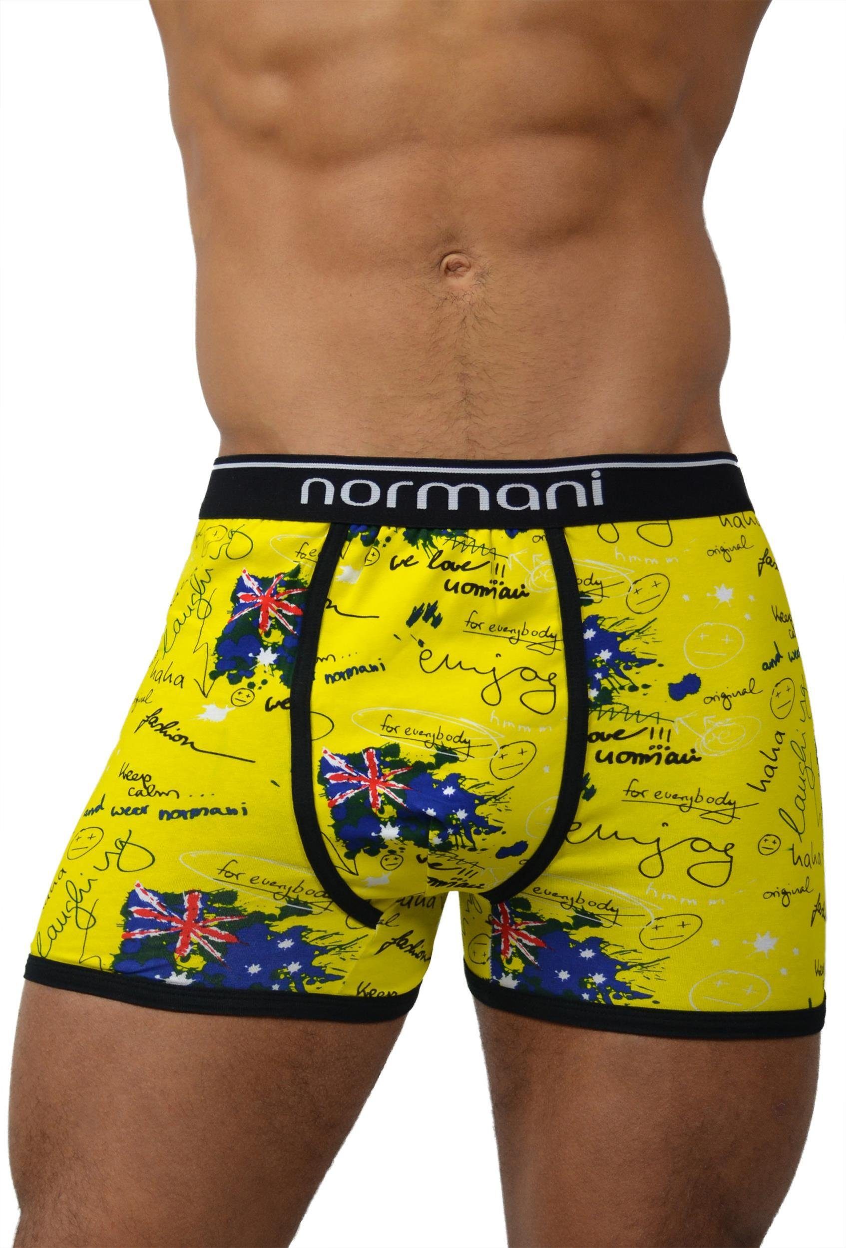 Crazy Boxershorts Retro aus Baumwolle Baumwolle 6 Stück normani Yellow Unterhose Boxer atmungsaktiver aus Retro Britannia