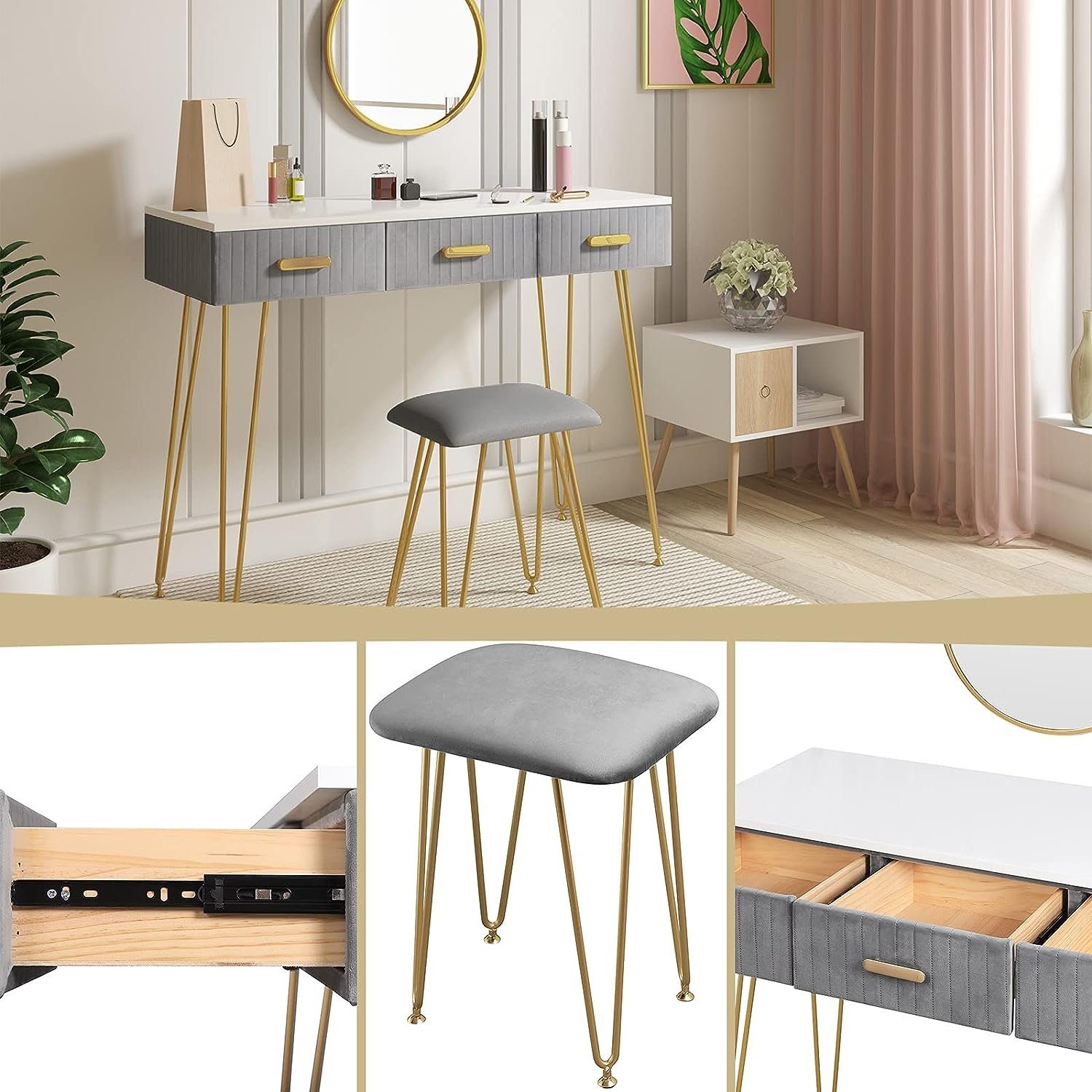 Woltu Schminktisch (1-St), mit Hocker und günstig online kaufen
