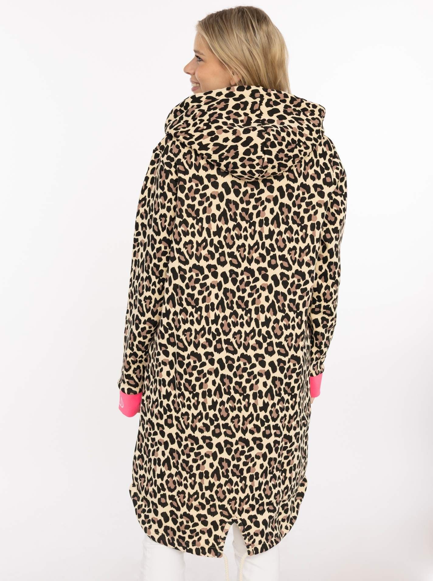 Zwillingsherz Kurzmantel "WILD WILD" Leomuster, Kapuze mit Kordel, Bündchen mit WILD Print, Zipper