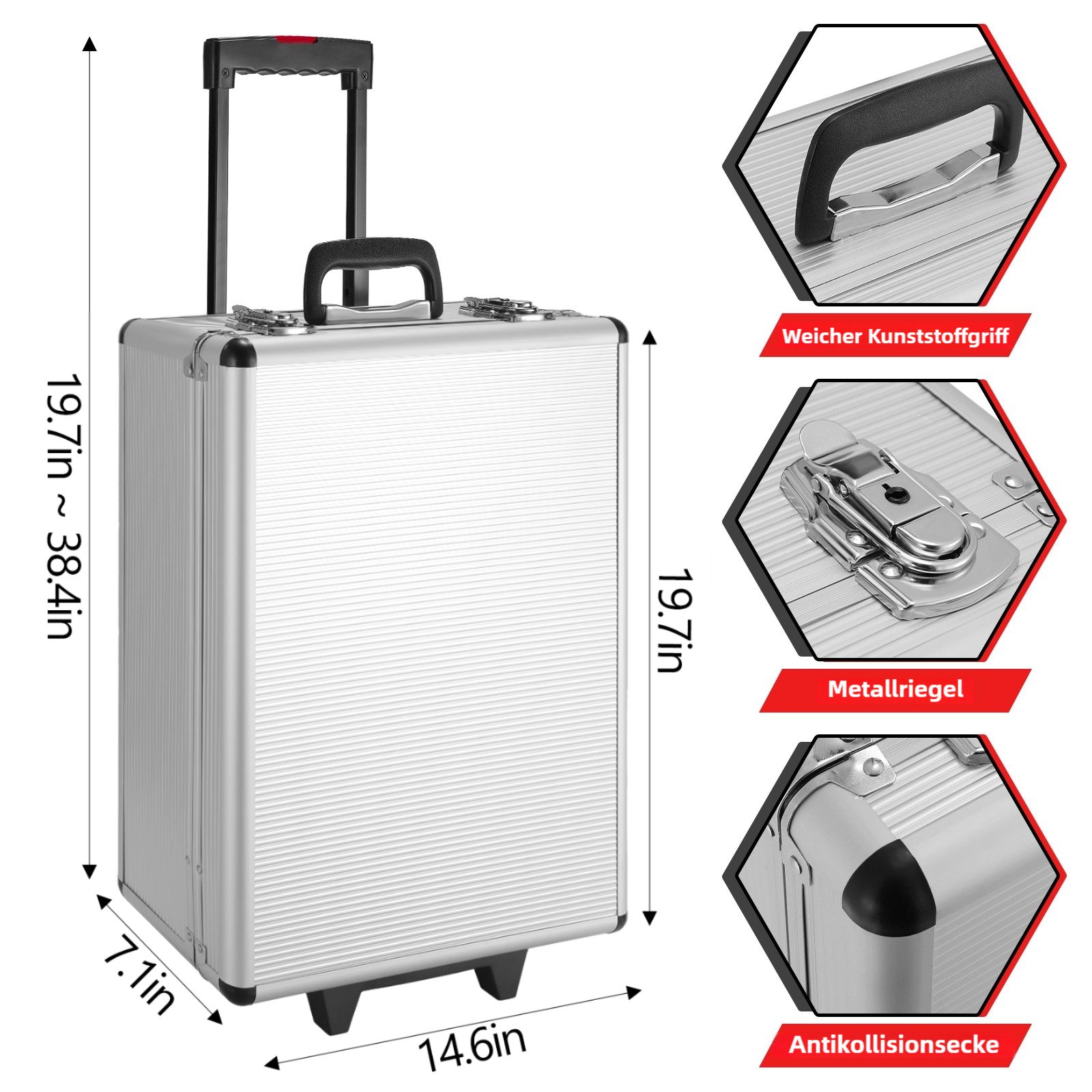 TLGREEN Werkzeugtrolley 799-tlg Werkzeugkoffer,Universeller Tragbarer Werkzeugkasten (Höhenverstellbarer Griff, Heim Handwerkzeug-Set), 799 Teile
